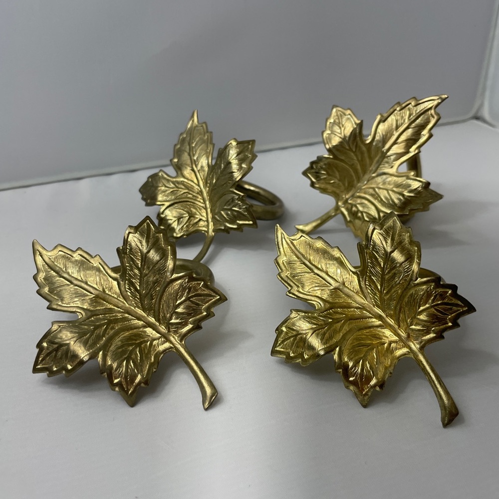 4‎ Gold Leaf Shaped Napkin Rings